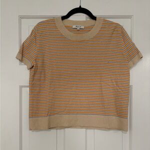 Madewell Orange and Blue Striped Knit Tee